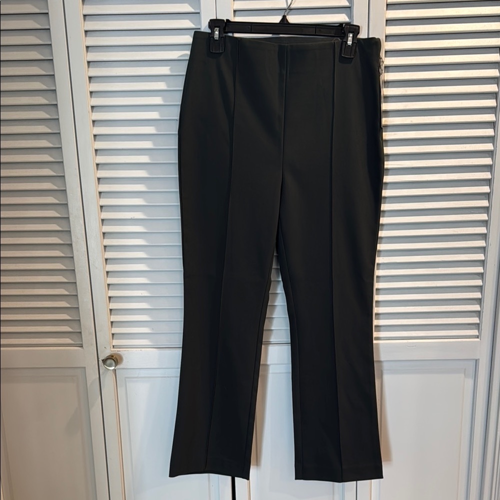 Chic dark green side zip trousers